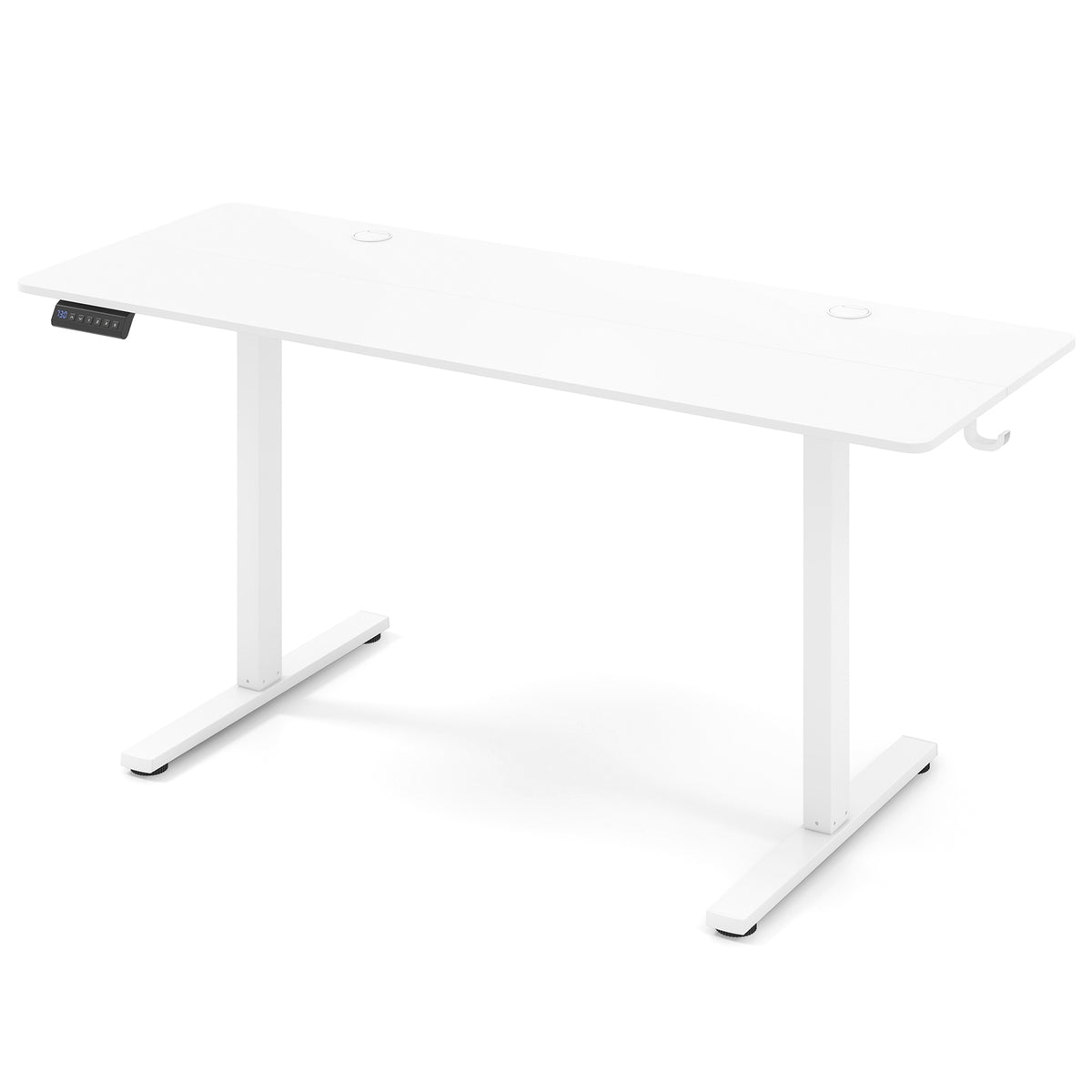 Electric Standing Desk, 3 Memory Heights, 2 Hanging Hooks, Cable Holes, White Standing Desks White at Gallery Canada