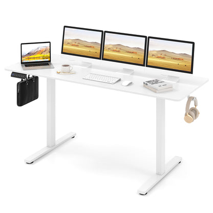 Electric Standing Desk, 3 Memory Heights, 2 Hanging Hooks, Cable Holes, White Standing Desks at Gallery Canada