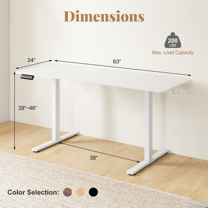 Electric Standing Desk, 3 Memory Heights, 2 Hanging Hooks, Cable Holes, White Standing Desks at Gallery Canada