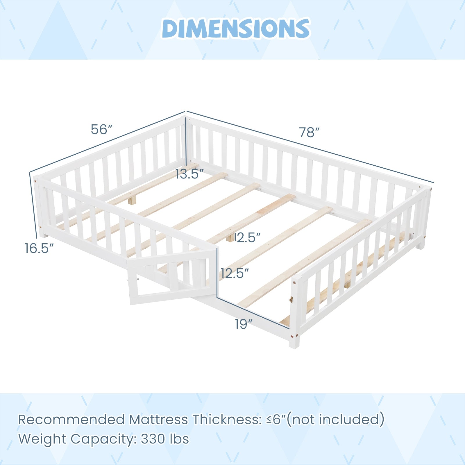 Montessori Bed Frame With Full Guardrails, Safety Door, White Toddler Beds at Gallery Canada