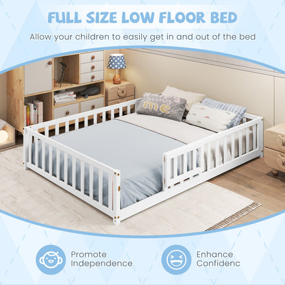 Montessori Bed Frame With Full Guardrails, Safety Door, White Toddler Beds at Gallery Canada