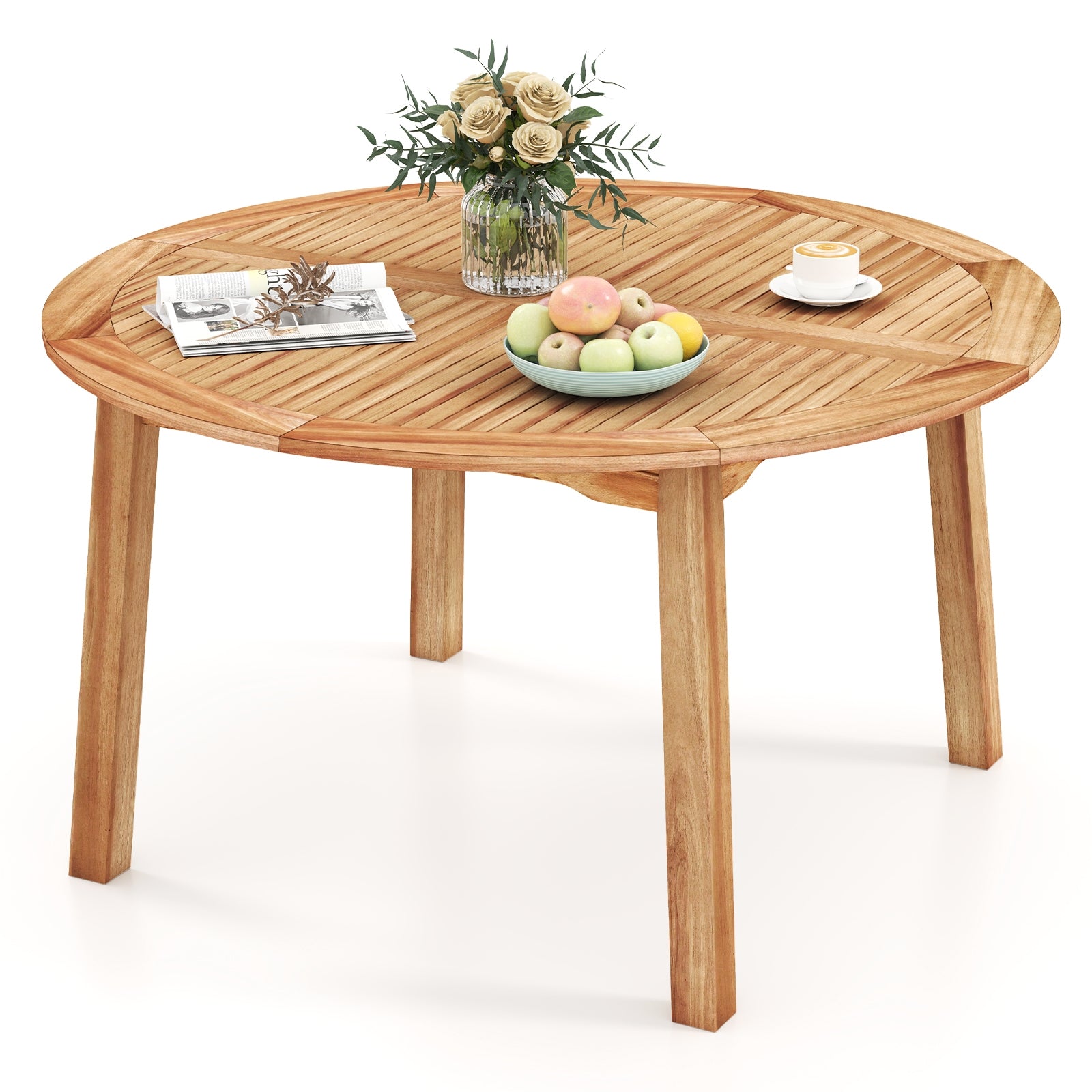 53 Inch Acacia Wood Dining Table, Seats 4-6, Natural Patio Dining Tables at Gallery Canada