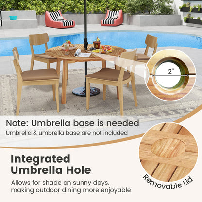 53 Inch Acacia Wood Dining Table, Seats 4-6, Natural Patio Dining Tables at Gallery Canada