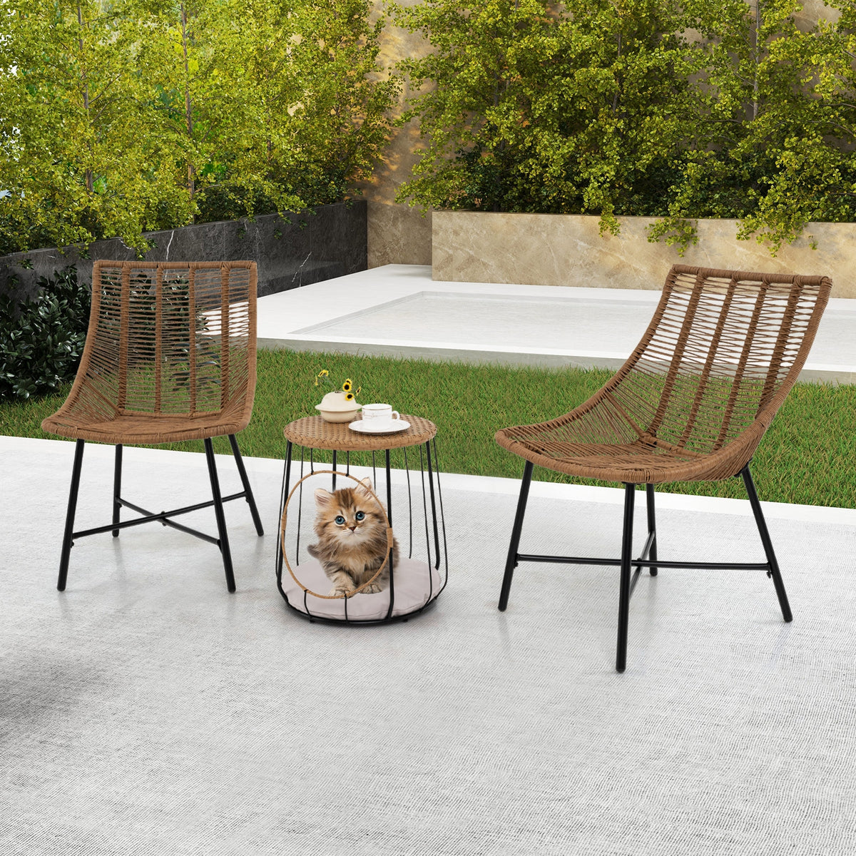 3 Piece Outdoor Furniture Set With Pet House, Brown Patio Conversation Sets at Gallery Canada