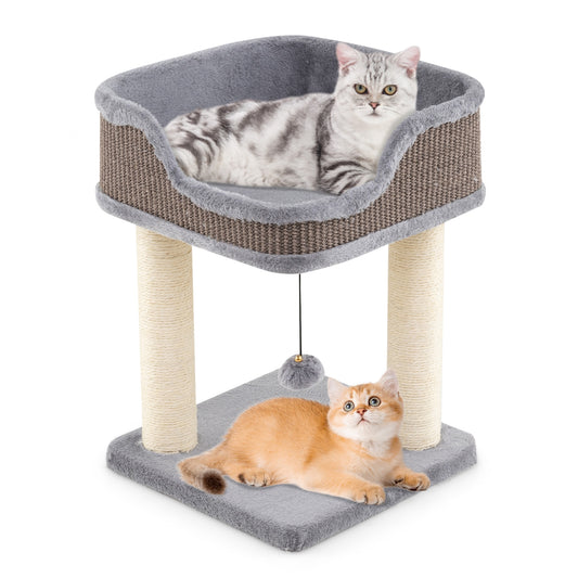 Small Cat Tree, Indoor Kitty Tower, Plush Perch, Sisal Scratching Posts, Gray Cat Trees Condos & Scratchers Gray at Gallery Canada