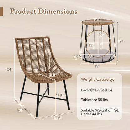 3 Piece Outdoor Furniture Set With Pet House, Brown Patio Conversation Sets at Gallery Canada