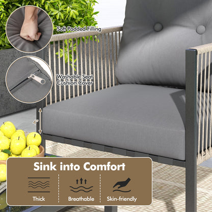 4-Piece Outdoor PE Rattan Conversation Sofa Set, Grey Patio Conversation Sets at Gallery Canada