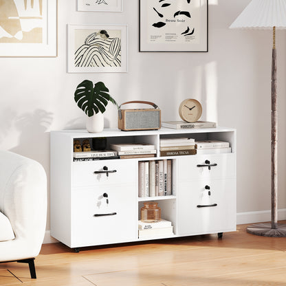 Mobile Lateral File Cabinet With Lock, Rolling Printer Stand, White File Cabinets at Gallery Canada