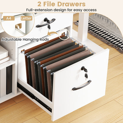 Mobile Lateral File Cabinet With Lock, Rolling Printer Stand, White File Cabinets at Gallery Canada