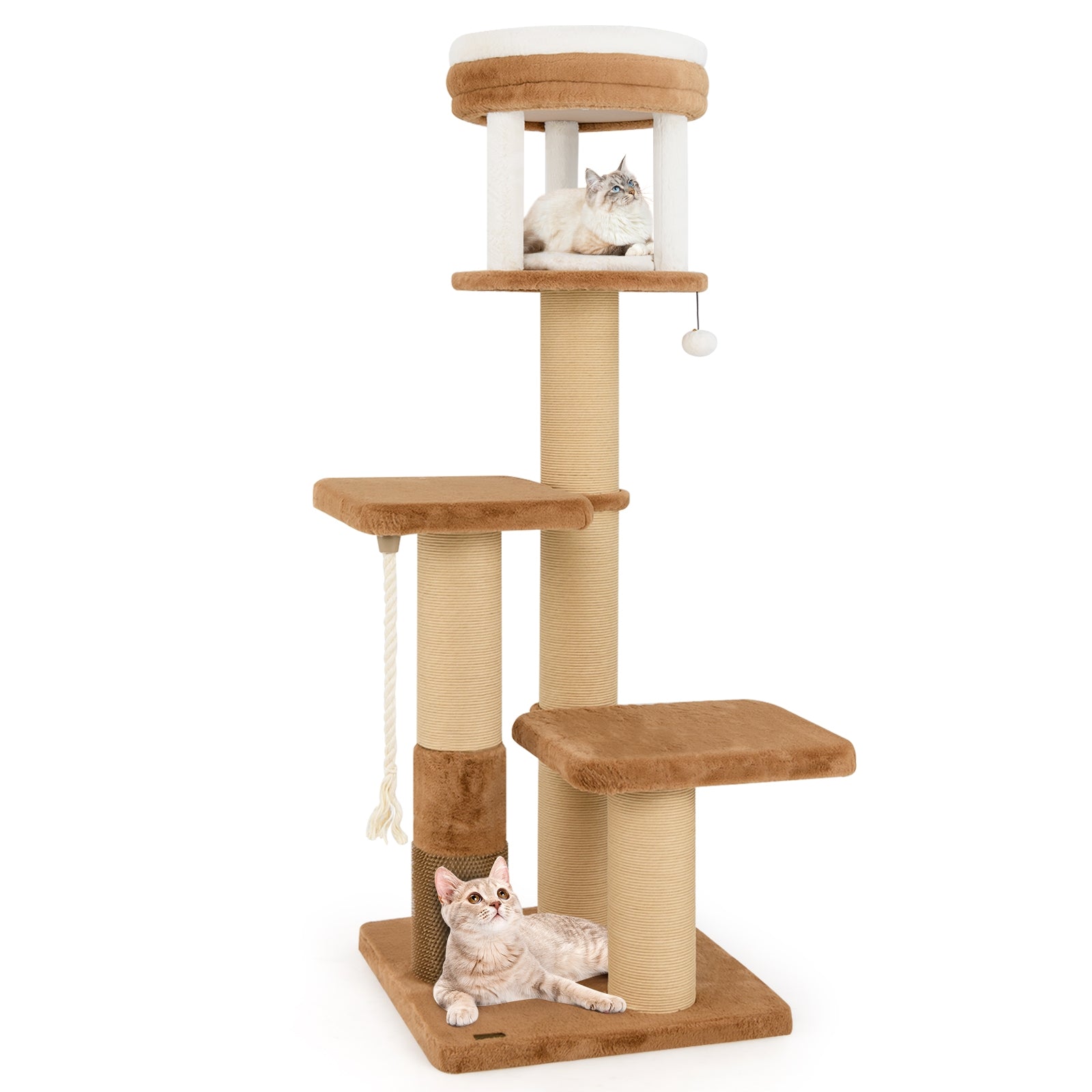 65 Inches Tall Cat Tree, Self-Groomer, Removable Cat Bed, Coffee Cat Trees Condos & Scratchers Coffee at Gallery Canada