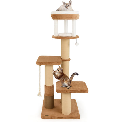 65 Inches Tall Cat Tree, Self-Groomer, Removable Cat Bed, Coffee Cat Trees Condos & Scratchers at Gallery Canada