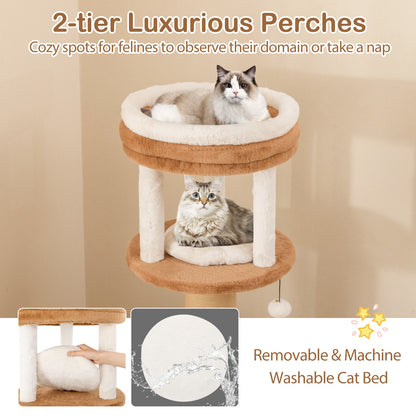 65 Inches Tall Cat Tree, Self-Groomer, Removable Cat Bed, Coffee Cat Trees Condos & Scratchers at Gallery Canada