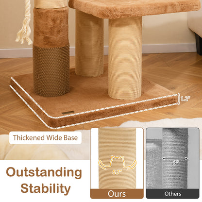65 Inches Tall Cat Tree, Self-Groomer, Removable Cat Bed, Coffee Cat Trees Condos & Scratchers at Gallery Canada
