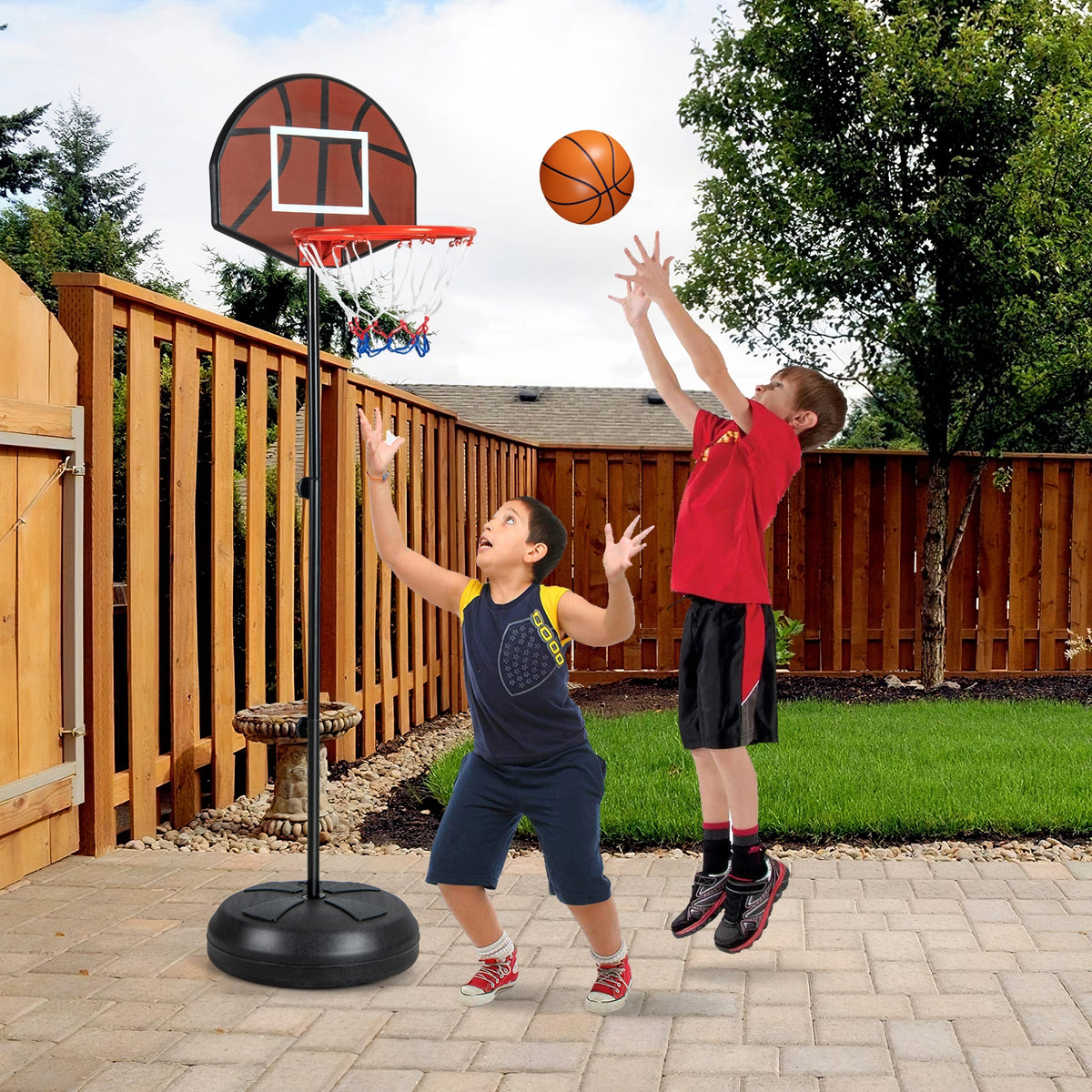 Height Adjustable Kids Basketball Hoop With Dart Board, Black Sport Equipments at Gallery Canada