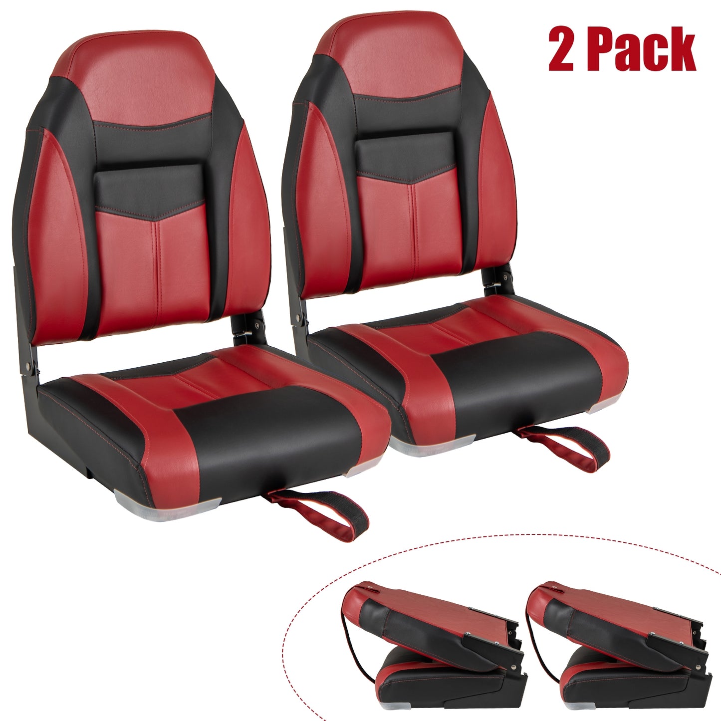 High Back Folding Boat Seat Set, 2 Pieces, Red Water Sports at Gallery Canada