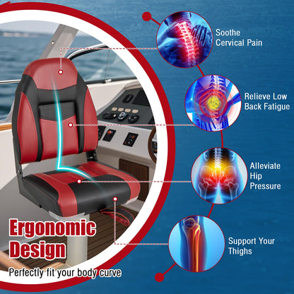High Back Folding Boat Seat Set, 2 Pieces, Red Water Sports at Gallery Canada