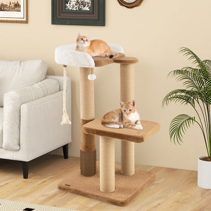 44 Inches Cat Tree, Plush Padded Perch, Dangling Ball, Coffee Cat Trees Condos & Scratchers at Gallery Canada
