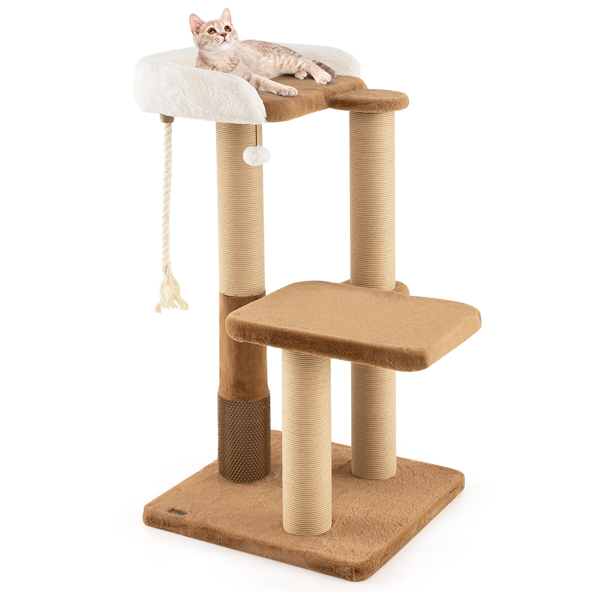 44 Inches Cat Tree, Plush Padded Perch, Dangling Ball, Coffee Cat Trees Condos & Scratchers at Gallery Canada