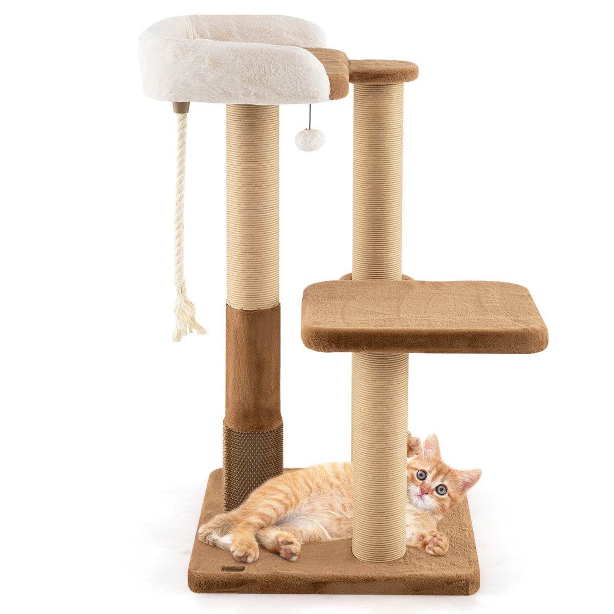 44 Inches Cat Tree, Plush Padded Perch, Dangling Ball, Coffee Cat Trees Condos & Scratchers at Gallery Canada