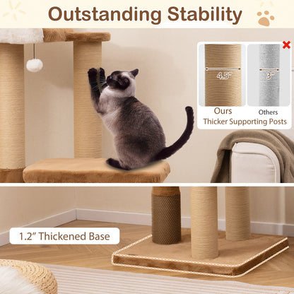 44 Inches Cat Tree, Plush Padded Perch, Dangling Ball, Coffee Cat Trees Condos & Scratchers at Gallery Canada