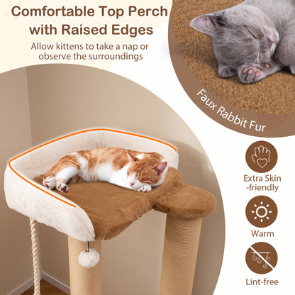 44 Inches Cat Tree, Plush Padded Perch, Dangling Ball, Coffee Cat Trees Condos & Scratchers at Gallery Canada