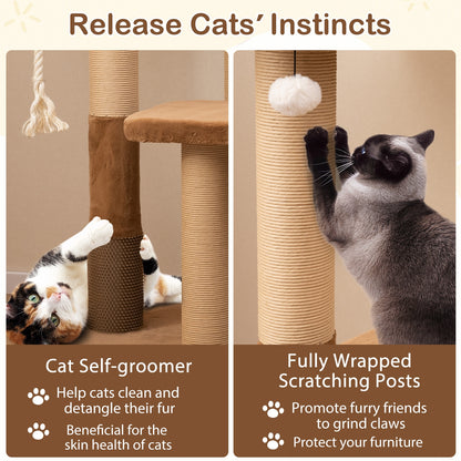44 Inches Cat Tree, Plush Padded Perch, Dangling Ball, Coffee Cat Trees Condos & Scratchers at Gallery Canada