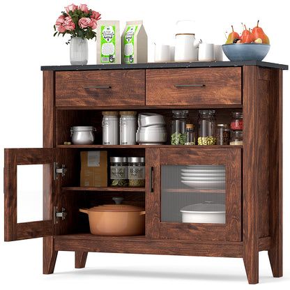 Coffee Bar Cabinet with 2 Drawers and 1 Open Compartment, Brown Kitchen Islands & Carts at Gallery Canada