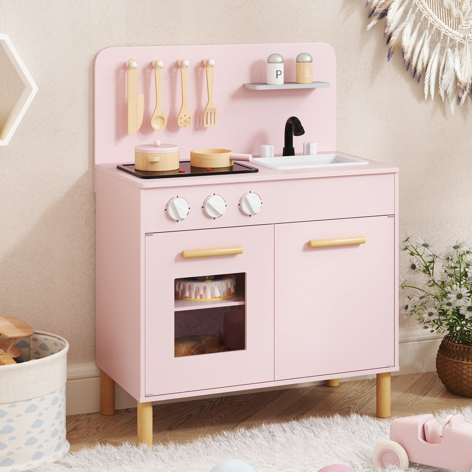 Kids Kitchen Playset With Cooking Accessories, White Play Kitchen Sets at Gallery Canada