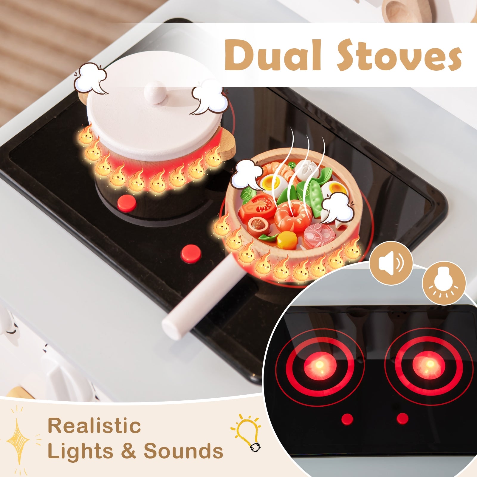 Kids Kitchen Playset With Cooking Accessories, White Play Kitchen Sets at Gallery Canada