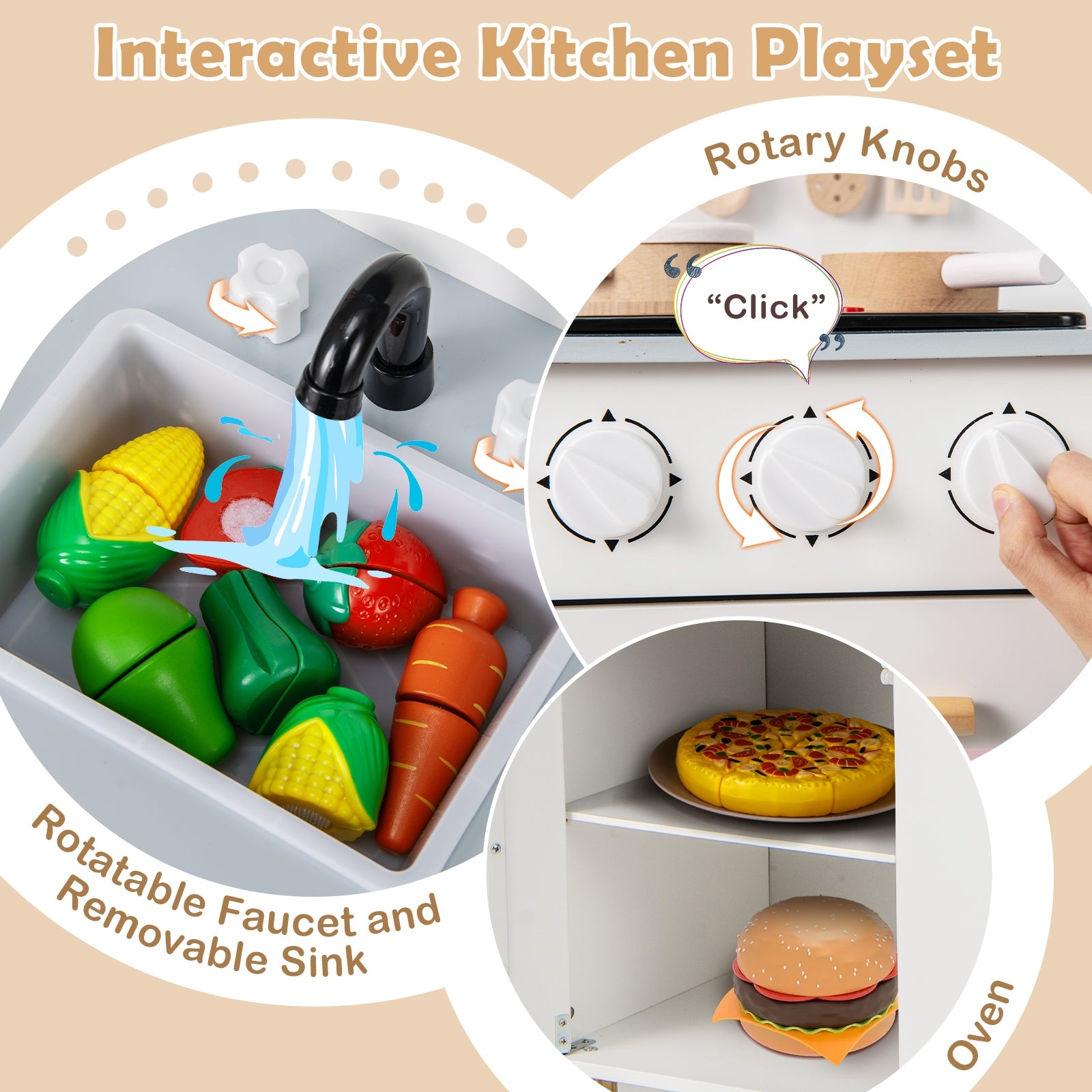 Kids Kitchen Playset With Cooking Accessories, White Play Kitchen Sets at Gallery Canada