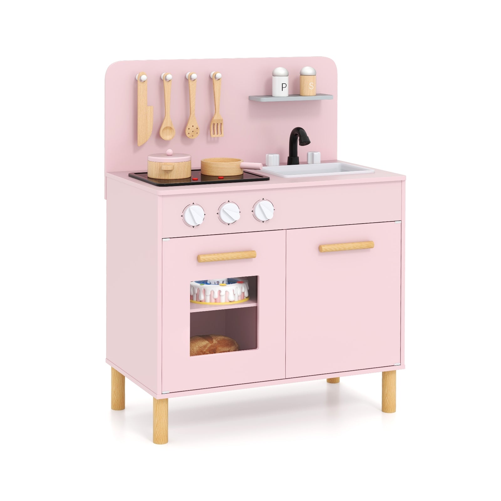 Kids Kitchen Playset With Cooking Accessories, Pink Play Kitchen Sets Pink at Gallery Canada