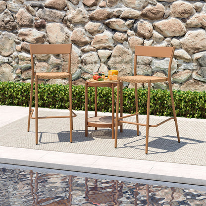 Patio Barstools Set Of 4, Rattan Seat Metal Backrest, Light Brown Patio Dining Chairs at Gallery Canada
