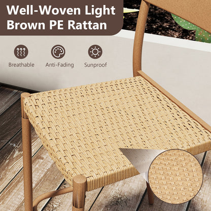 Patio Barstools Set Of 4, Rattan Seat Metal Backrest, Light Brown Patio Dining Chairs at Gallery Canada
