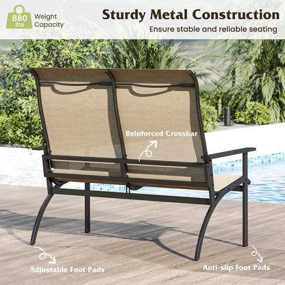2-Person Patio Garden Bench, High Back Armrests, Coffee Outdoor Benches at Gallery Canada