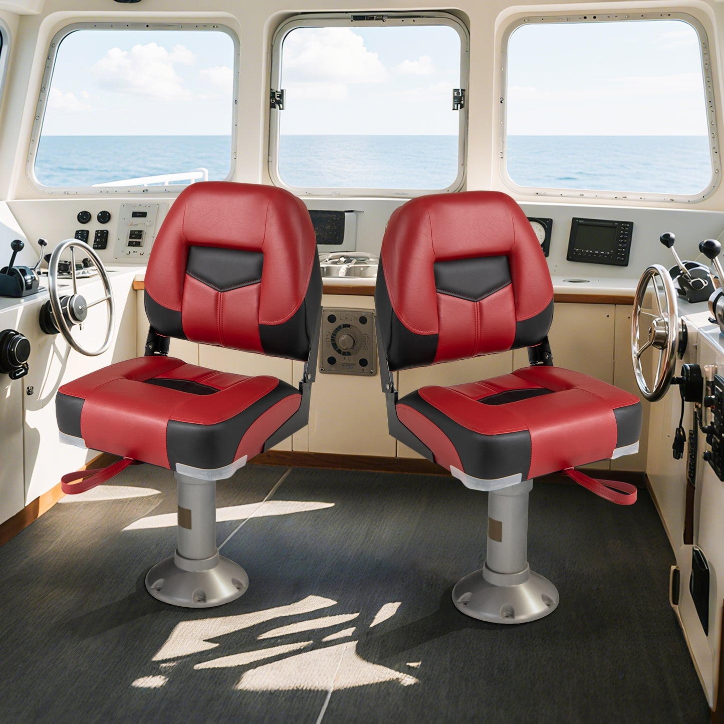 Set Of 2 Folding Low Back Fishing Boat Seats, Red Swimming at Gallery Canada