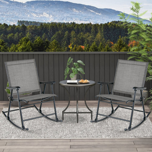 Folding Rocking Chair Set, 2, Gray