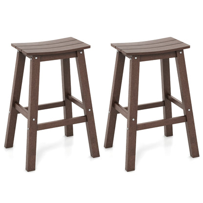 29 Inch HDPE Patio Bar Stool Set, Armless Saddle Stools, Brown Bar Stools at Gallery Canada