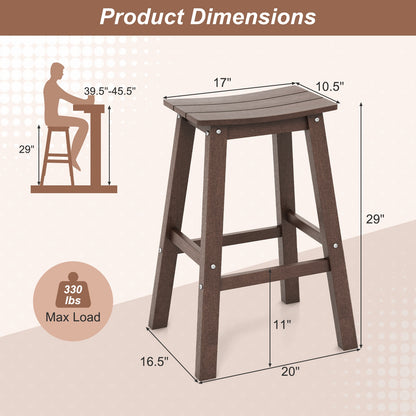 29 Inch HDPE Patio Bar Stool Set, Armless Saddle Stools, Brown Bar Stools at Gallery Canada