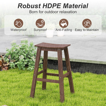 29 Inch HDPE Patio Bar Stool Set, Armless Saddle Stools, Brown Bar Stools at Gallery Canada