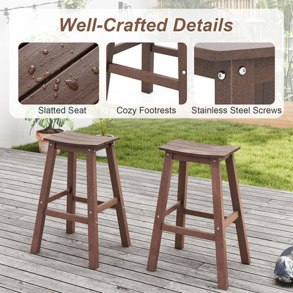 29 Inch HDPE Patio Bar Stool Set, Armless Saddle Stools, Brown Bar Stools at Gallery Canada