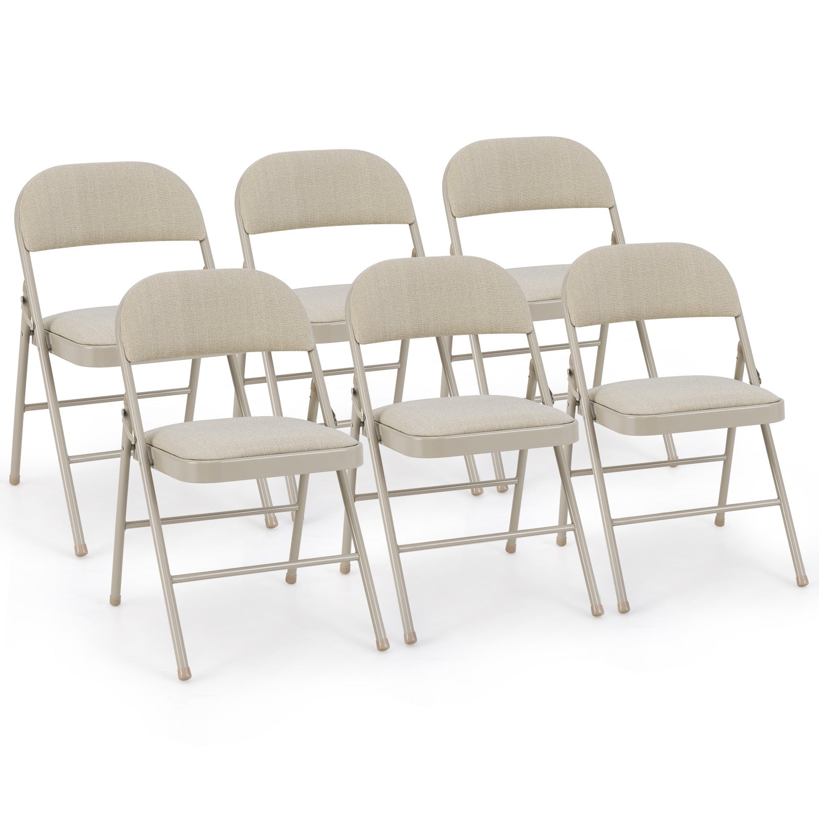 Foldable Chair Set Of 6, Padded Seat, Fabric Backrest, Beige Chairs Beige at Gallery Canada