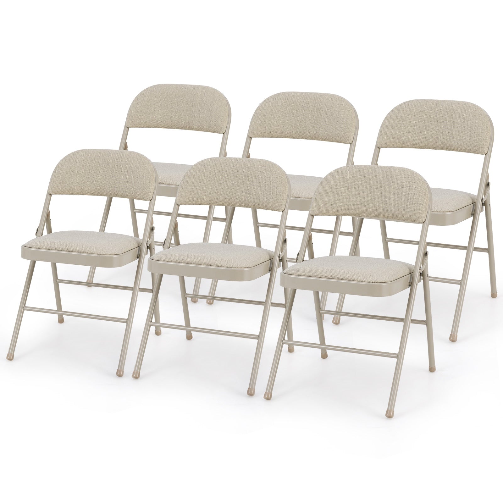 Foldable Chair Set Of 6, Padded Seat, Fabric Backrest, Beige Chairs at Gallery Canada