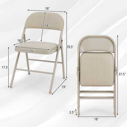 Foldable Chair Set Of 6, Padded Seat, Fabric Backrest, Beige Chairs at Gallery Canada