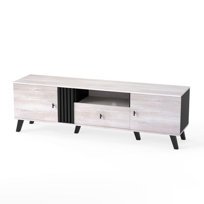 Mid Century Modern TV Stand, 80" Oak Entertainment Center Entertainment Centers & TV Stands at Gallery Canada