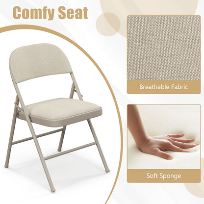 Foldable Chair Set Of 6, Padded Seat, Fabric Backrest, Beige Chairs at Gallery Canada