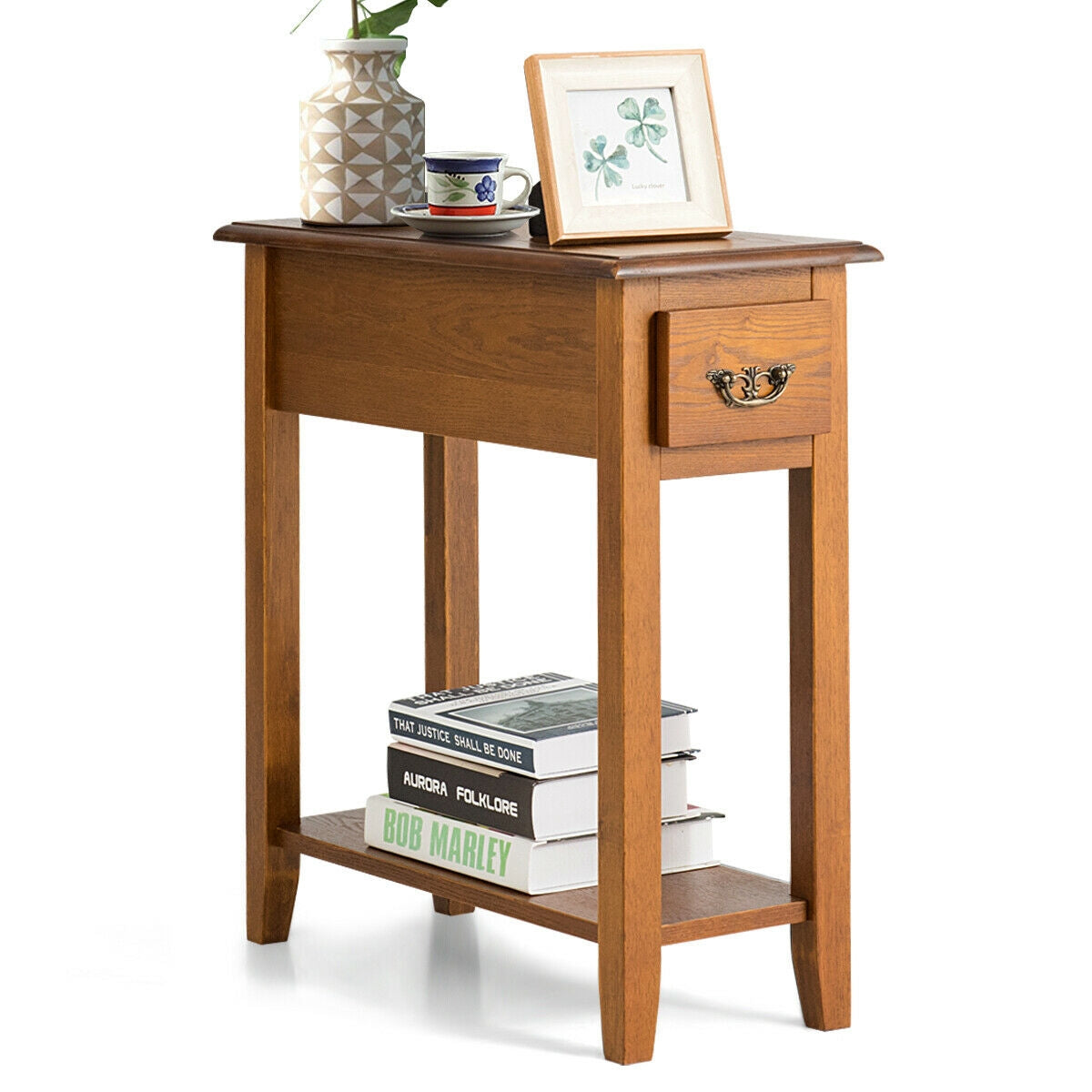 Narrow End Table Nightstand, Wooden Legs, Yellow Nightstands Yellow at Gallery Canada