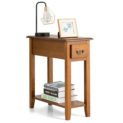 Narrow End Table Nightstand, Wooden Legs, Yellow Nightstands at Gallery Canada