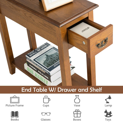 Narrow End Table Nightstand, Wooden Legs, Yellow Nightstands at Gallery Canada