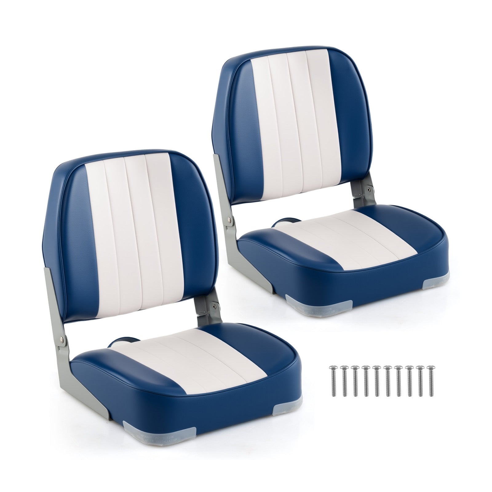 2-Pack Folding Low Back Boat Seats, Waterproof PVC Leather, Blue Surfing at Gallery Canada