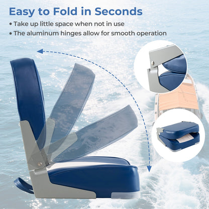 2-Pack Folding Low Back Boat Seats, Waterproof PVC Leather, Blue Surfing at Gallery Canada